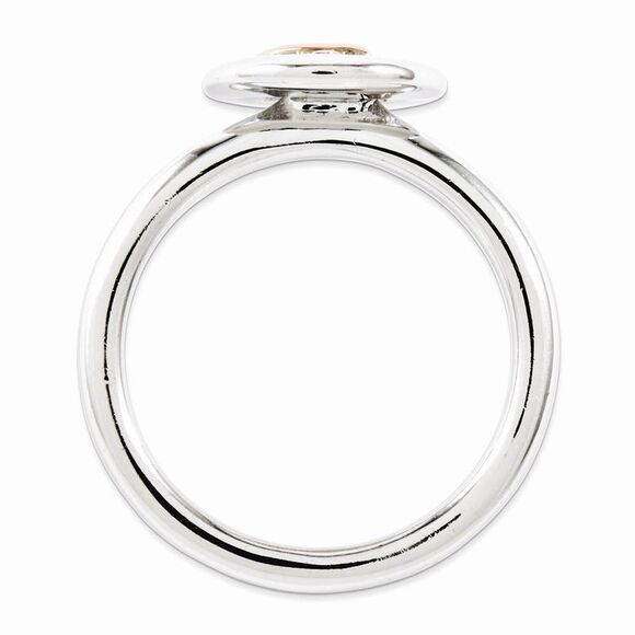 Sterling Silver 14k Rose Gold Ribbon Pink Sapphire 9mm Disc Ring Sz 6 - Picture 2 of 5